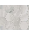 Mosaique hexagone imitation marbre translucide poli gris brillant 30x34.5cm sur trame santakoya cl silver kry