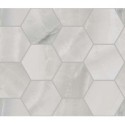 Mosaique hexagone imitation marbre translucide poli gris brillant 30x34.5cm sur trame santakoya cl silver kry