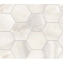 Mosaique hexagone imitation marbre translucide poli blanc brillant 30x34.5cm sur trame santakoya cl white kry