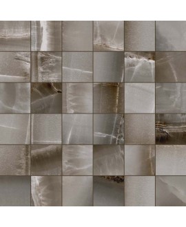 Mosaique imitation marbre translucide gris mat, douche, carré, santakoya ocean 5x5cm sur trame 30x30cm