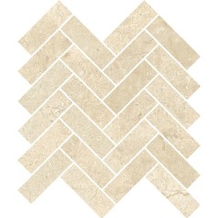 Mosaique imitation marbre beige mat, douche, chevrons, santathemar spina crema marfil sur trame 30x30cm