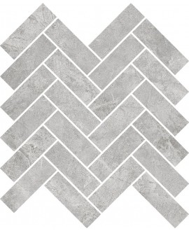 Mosaique imitation marbre gris mat, douche, chevrons, santathemar spina gris savoia sur trame 30x30cm