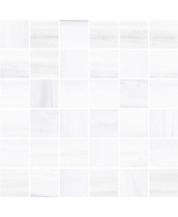 Mosaique imitation marbre translucide blanc mat, douche, carré, santakoya white 5x5cm sur trame 30x30cm