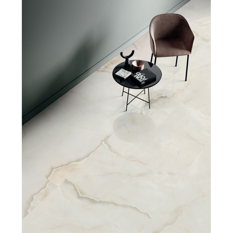 Carrelage imitation marbre blanc onix poli brillant rectifié 60x60cm, 90x90cm et 120x60cm santapuremarble onice white