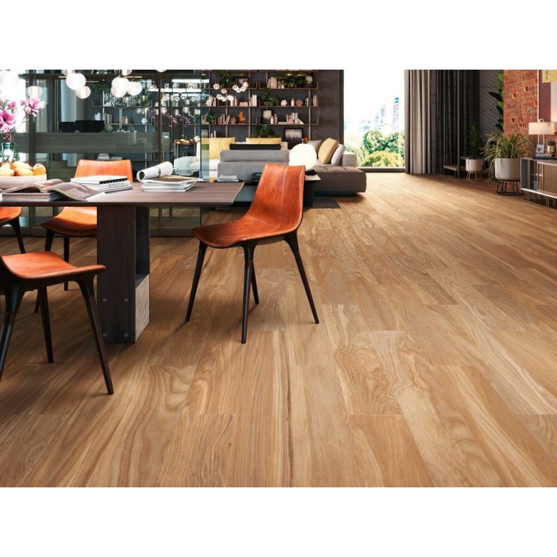 Carrelage imitation parquet erable couleur naturel mat, longue lame, 21x147.5cm rectifié, Porce6610 nogal