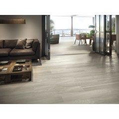 Carrelage imitation parquet bois d'érable gris mat, longue lame, 21x147.5cm rectifié, Porce6610 gris