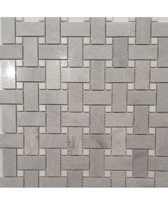 Mosaique salle de bain décor marbre gris et blanc poli brillant sur trame 30x30cm motrenzado gris