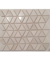 Mosaique triangle marbre blanc poli brillant sur trame 27.5x24cm motamarbeige