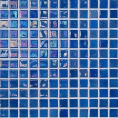 Emaux de verre bleu irisé métallisé piscine mosaique salle de bain iridis 24 2.5x2.5 cm