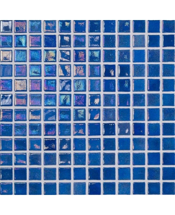 Emaux de verre bleu irisé métallisé piscine mosaique salle de bain iridis 24 2.5x2.5 cm
