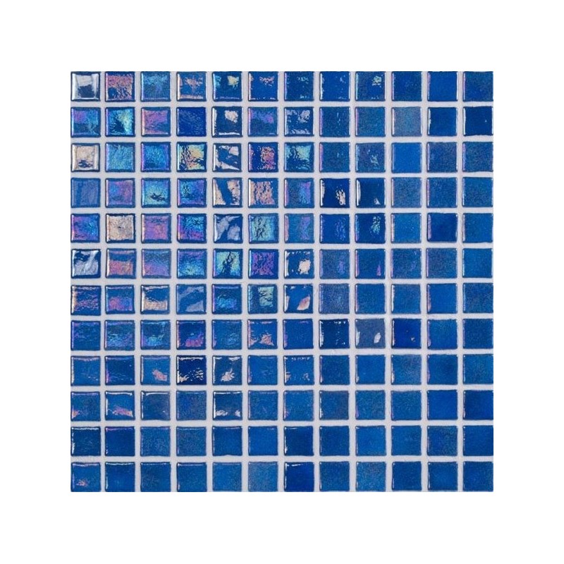 Emaux de verre bleu irisé métallisé piscine mosaique salle de bain iridis 24 2.5x2.5 cm