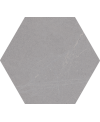 Carrelage hexagonal grand format marbre blanc, ciment gris, et bois naturel 51.9x59.9cm V