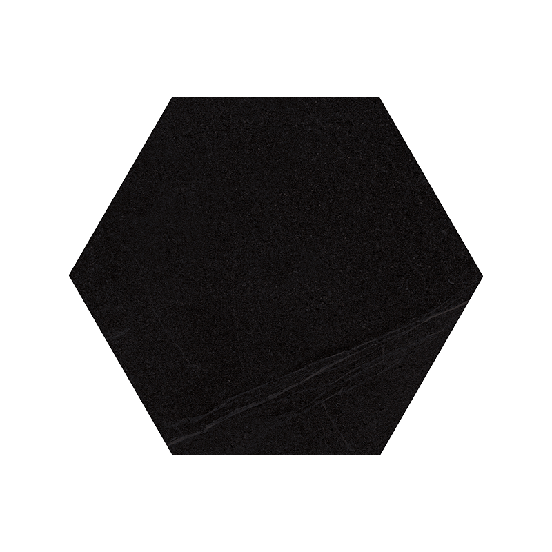 Carrelage hexagonal grand format imitation pierre noire et pierre blanche 51.9x59.9cm V