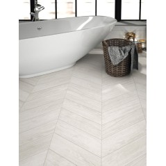 Carrelage imitation parquet moderne chevron gris clair 70x40cm realdiamond timber ash chevron