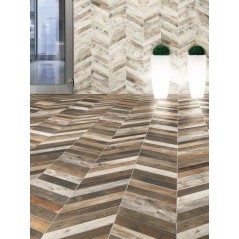 Carrelage imitation parquet moderne chevron marron nuancé 70x40cm realdiamond pallet tabac chevron