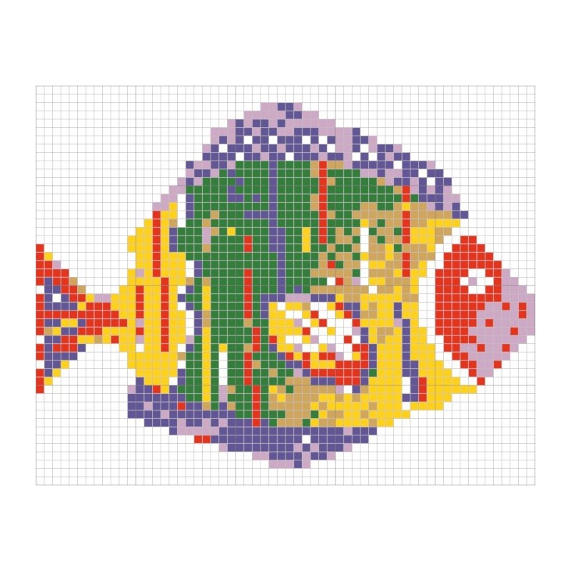 Décor en emaux de verre pour piscine: petit poisson multicouleur 158x126.4cm