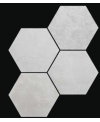 Carrelage hexagone tomette imitation beton blanc dénuancé mat 23x27cm, duresix saona blanc