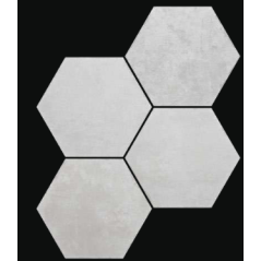 Carrelage hexagone tomette imitation beton blanc dénuancé mat 23x27cm, duresix saona blanc