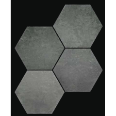 Carrelage hexagone tomette imitation beton noir dénuancé mat, sol et mur, 23x27cm, duresix saona