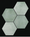 Carrelage hexagone tomette imitation ciment vert d'eau mat, sol et mur, 23x27cm, duresix cementi acqua