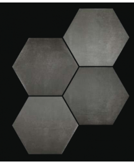 Carrelage hexagone tomette imitation ciment noir mat, sol et mat, 23x27cm, duresix cementi black r10