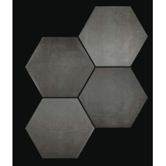 Carrelage hexagone tomette imitation ciment noir mat, sol et mat, 23x27cm, duresix cementi black r10