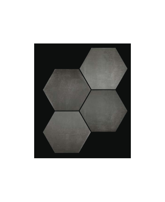 Carrelage hexagone tomette imitation ciment noir mat, sol et mat, 23x27cm, duresix cementi black