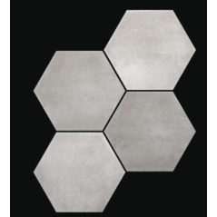 Carrelage hexagone tomette imitation ciment gris mat, sol et mur, 23x27cm, duresix cementi grey