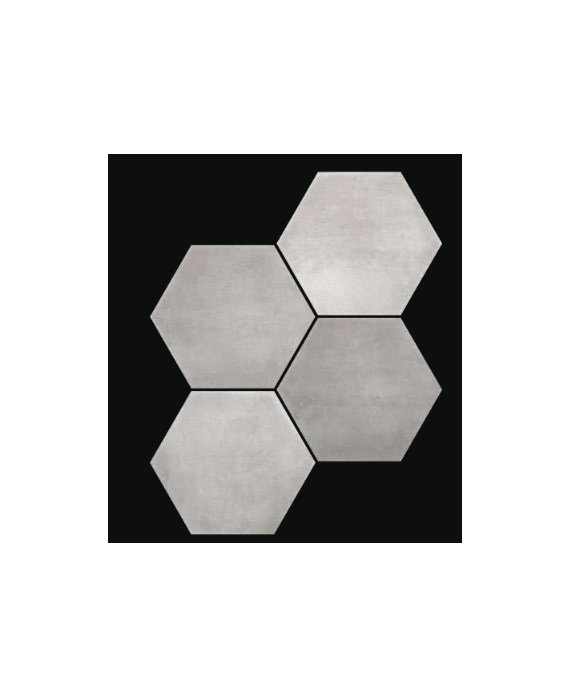 Carrelage hexagone tomette imitation ciment gris mat, sol et mur, 23x27cm, duresix cementi grey