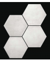 Carrelage hexagone tomette imitation ciment blanc mat, sol et mur, 23x27cm, duresix cementi talc