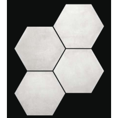 Carrelage hexagone tomette imitation ciment blanc mat, sol et mur, 23x27cm, duresix cementi talc