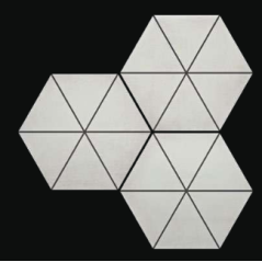 Carrelage hexagone tomette décor géométrique, blanc mat, sol et mur, 23x27cm, duresix capri talc