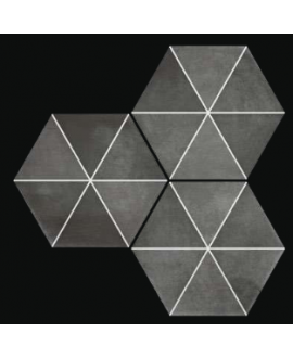 Carrelage hexagone tomette décor géométrique noir mat, sol et mur, 23x27cm, duresix capri black