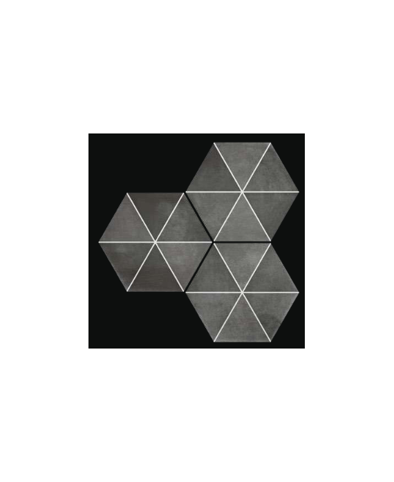 Carrelage hexagone tomette décor géométrique noir mat, sol et mur, 23x27cm, duresix capri black