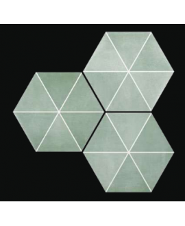 Carrelage hexagone tomette décor vert d'eau mat 23x27cm, duresix capri acqua