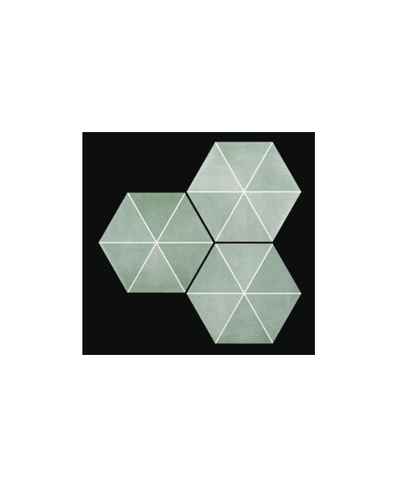 Carrelage hexagone tomette décor vert d'eau mat 23x27cm, duresix capri acqua