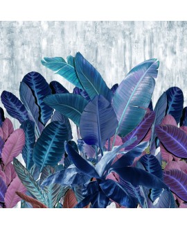 Papier peint en fibre de verre pour mur de salle de bain INKEQTA1901grandes feuilles bleues