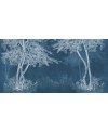 Papier peint en fibre de verre pour mur de salle de bain INKDVWU1901-1 arbre blanc sur fond bleu