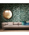 Papier peint en fibre de verre pour mur de salle de bain goldenwall_follie_minim_inkiolr18 feuille dorée sur fond vert