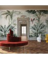 Papier peint en fibre de verre pour mur de salle de bain MONTSALVAT_INKOVOT19 jungle au perroquet