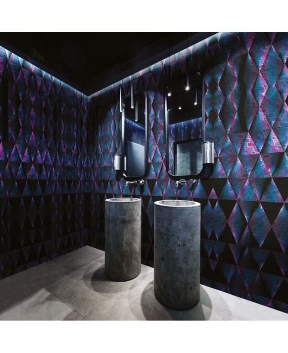 Papier peint en fibre de verre pour mur de salle de bain PYTHON_INKGDEM14C04 contemporain triangle bleu