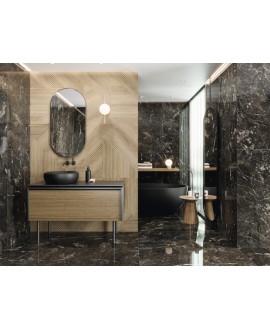 Carrelage imitation marbre noir et marron poli brillant rectifié 60x120cm, apeamarula