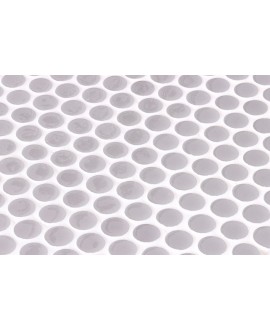 Emaux de verre rond gris clair mat et brillant d:19mm sur plaque de 28.5x28.5cm sol et mur onipenny smooth grey