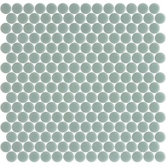Emaux de verre rond vert mat d:19mm sur plaque de 28.5x28.5cm sol et mur onipenny jade mat