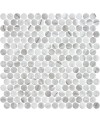 Emaux de verre rond imitation marbre gris mat d:19mm sur plaque de 28.5x28.5cm sol et mur onipenny inverno grey mat