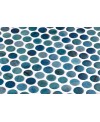 Emaux de verre rond mélange de bleu brillant d:19mm sur plaque de 28.5x28.5cm onipenny forest blue