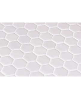 Emaux de verre hexagonnal blanc mat sur plaque de 30.1x29cm onistoneglass white