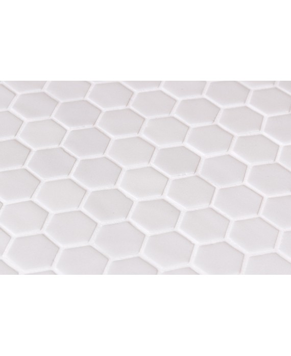 Emaux de verre hexagonnal blanc mat sur plaque de 30.1x29cm onistoneglass white