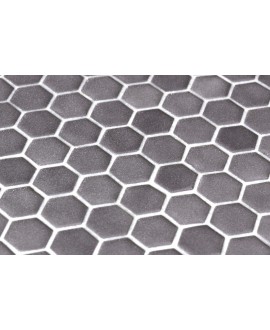 Emaux de verre hexagonal gris mat sur plaque de 30.1x29cm onxstoneglass grey