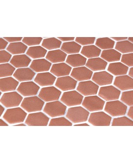 Emaux de verre hexagonal orange mat sur plaque de 30.1x29cmsol et mur onxstoneglass tangerine